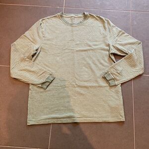 J Crew Vintage T in sage green/cream stripe.  Long sleeve- Large.